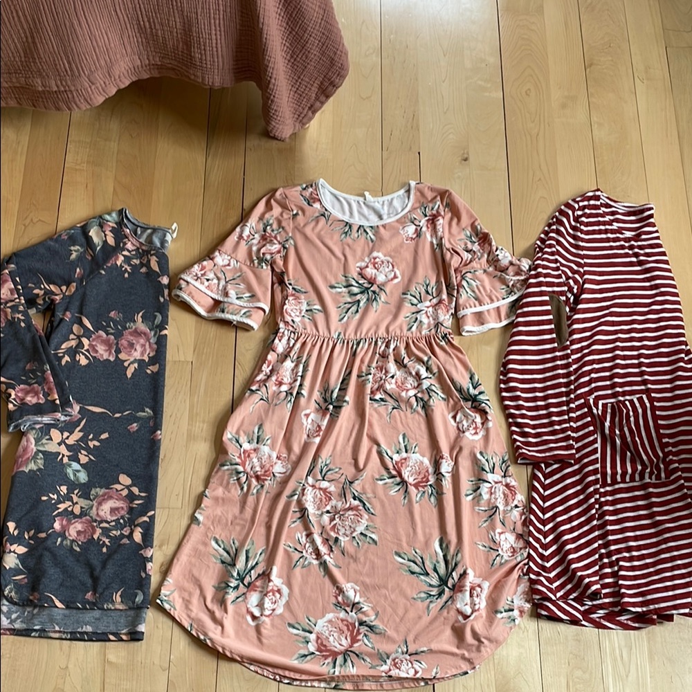 Maternity Floral and Striped Dress Set